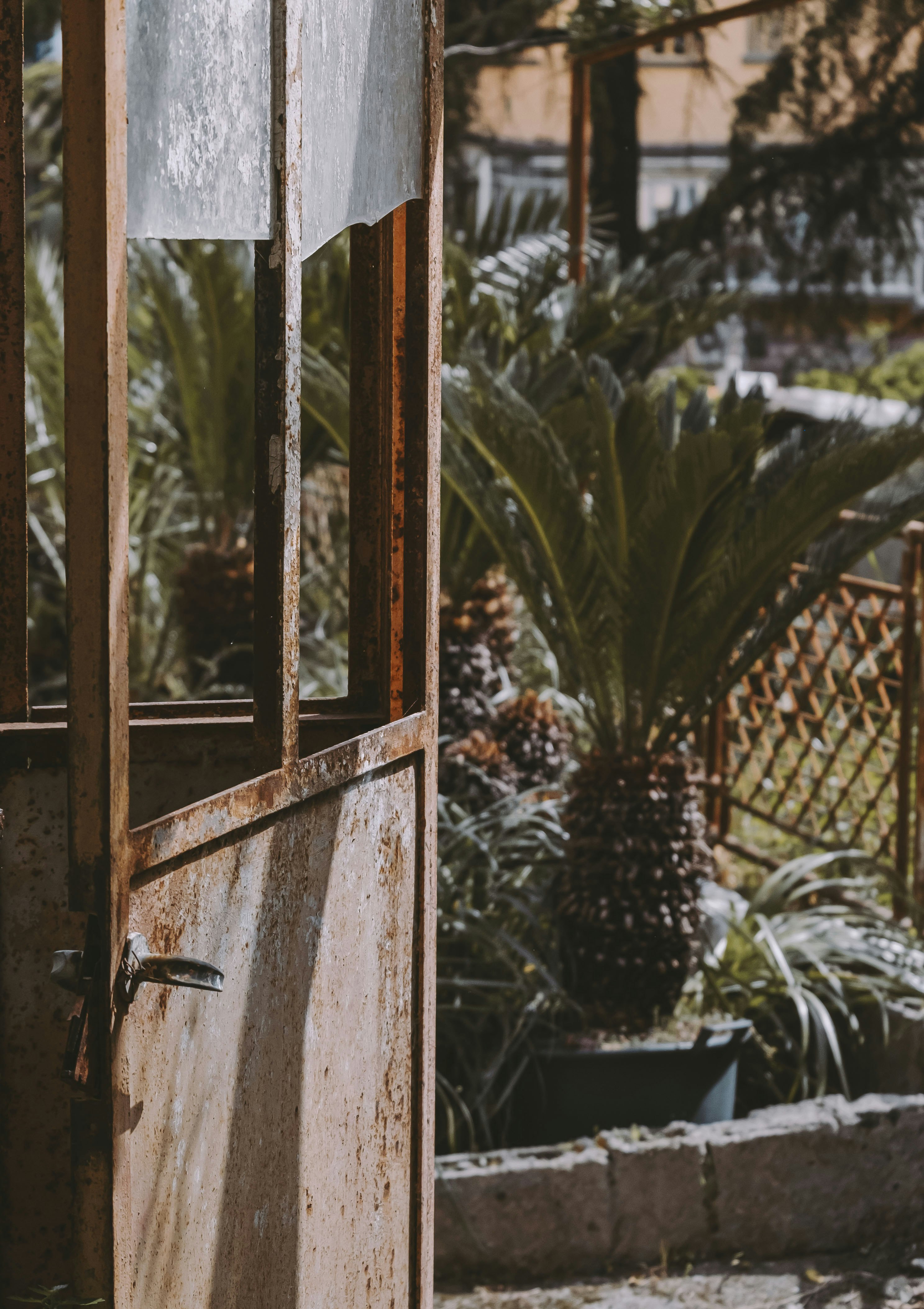 brown wooden framed glass window